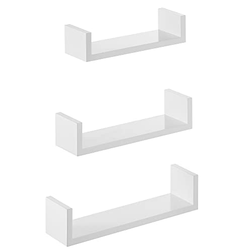 SONGMICS Wandregal, 3er Set, Schweberegal, 30/35/40 cm, Regal zur Wandmontage, jeweils bis 10 kg belastbar, für Wohnzimmer, Arbeitszimmer, Badezimmer, Küche, hochglanzweiß LWS40WT SONGMICS Wandregal, 3er Set, Schweberegal, 30/35/40 cm, Regal zur Wandmontage, jeweils bis 10 kg belastbar, für Wohnzimmer, Arbeitszimmer, Badezimmer, Küche, hochglanzweiß LWS40WT von SONGMICS