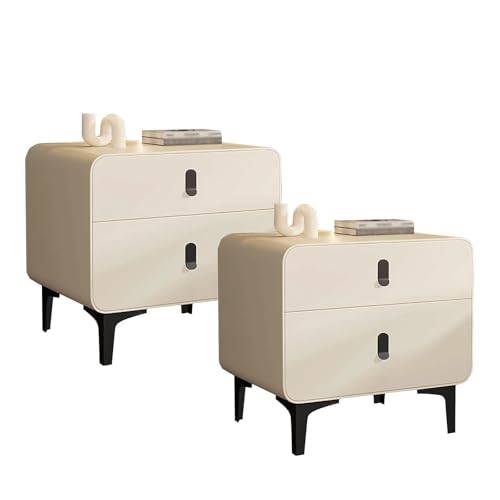 Nachttisch Set aus 2 modernem Massivholz Nachttisch mit Schubladen 2 Tierbett Side Endtisch Organizer Schrankkiste für Schubladen für Schlafzimmer Wohnzimmer von Songnim