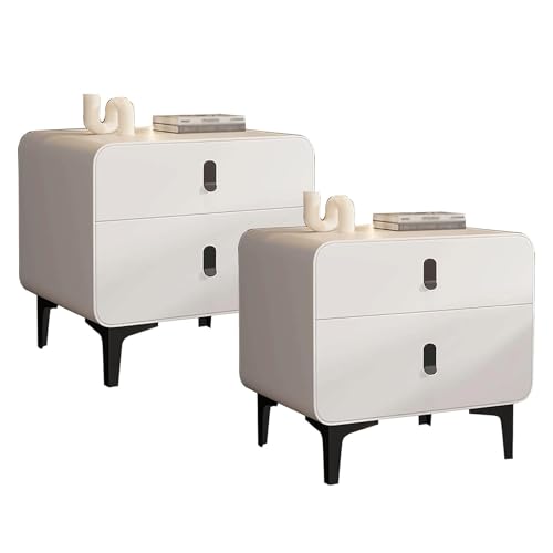 Nachttisch Set aus 2 modernem Massivholz Nachttisch mit Schubladen 2 Tierbett Side Endtisch Organizer Schrankkiste für Schubladen für Schlafzimmer Wohnzimmer von Songnim