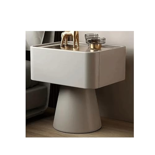 Songnim Moderner Nachttisch mit Schublade kreatives Holz Schlafzimmer Aufbewahrungsschrank Bettendtisch - Tischglas Arbeitsplatte und Mikrofaser -Leder -Finish für Schlafzimmer von Songnim