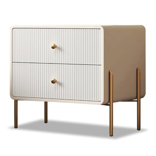 Songnim Nachttisch mit 2 Schubladen, moderner minimalistischer Sofa-Beistelltisch, Massivholzrahmen und Leder-Nachttisch für Schlafzimmer und Wohnzimmer von Songnim