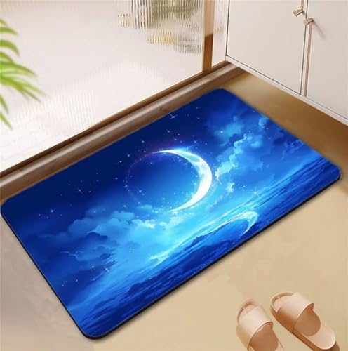 Badematte Blau Badezimmerteppich Klein 40x60cm Badteppich Rutschfester Waschbar, Super Absorbierende Badematten Badteppiche Duschvorleger Schnelltrocknend Rutschfest Badezimmer Teppiche Matten D4-118 von Songtt