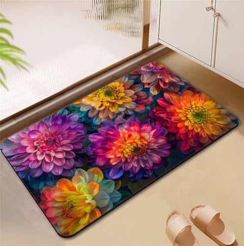 Badematte Bunt Badezimmerteppich Groß 70x120cm Badteppich Rutschfester Waschbar, Super Absorbierende Badematten Badteppiche Duschvorleger Schnelltrocknend Rutschfest Badezimmer Teppiche Matten D4-4 von Songtt