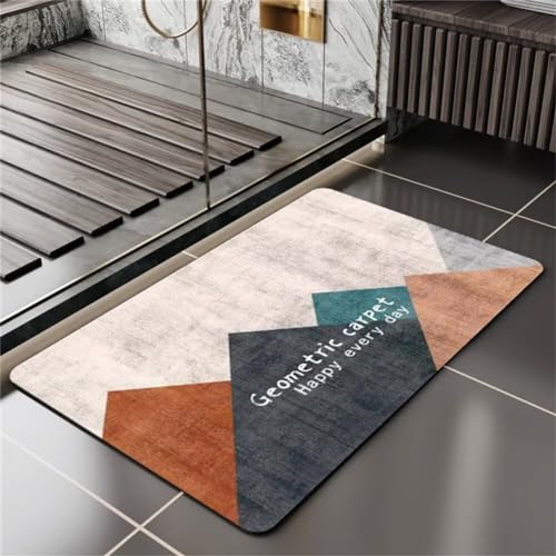 Badezimmer Teppiche, Badezimmerteppich Rutschfest, Bathroom Mat Quick Dry, Duschvorleger Stein, Fußmatte Dusche Waschbar Abstrakt Wasserdicht, Wohnraum KüChe Toilett Badezimmer Teppiche Deko 100x150cm von Songtt