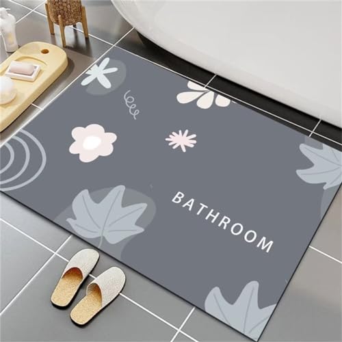 Badezimmer Teppiche, Badezimmerteppich Rutschfest, Bathroom Mat Quick Dry, Duschvorleger Stein, Fußmatte Dusche Waschbar Abstrakt Wasserdicht, Wohnraum KüChe Toilett Badezimmer Teppiche Deko 100x150cm von Songtt