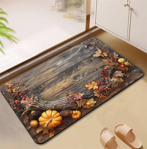 Badezimmerteppich Holz Badematte Rutschfester 100x160cm, Super Absorbierender Badteppich rutschfest Waschbar Duschvorleger Schnelltrocknend Badvorleger Badematte Dünne Stone Bath Mat Mats D4-897 von Songtt