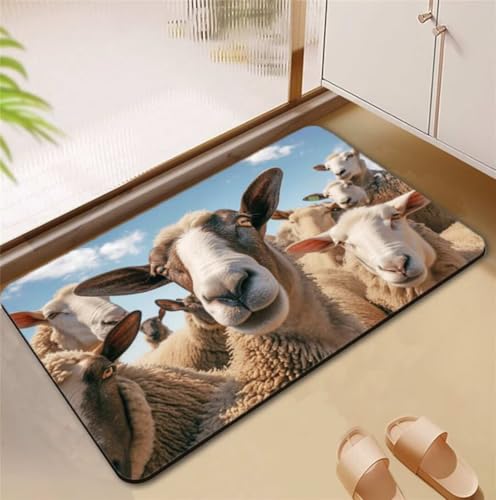 Badezimmerteppich Sheep Badematte Rutschfester 90x120cm, Super Absorbierender Badteppich rutschfest Waschbar Duschvorleger Schnelltrocknend Badvorleger Badematte Dünne Stone Bath Mat Mats D4-685 Badezimmerteppich Sheep Badematte Rutschfester 90x120cm, Super Absorbierender Badteppich rutschfest Waschbar Duschvorleger Schnelltrocknend Badvorleger Badematte Dünne Stone Bath Mat Mats D4-685 von Songtt