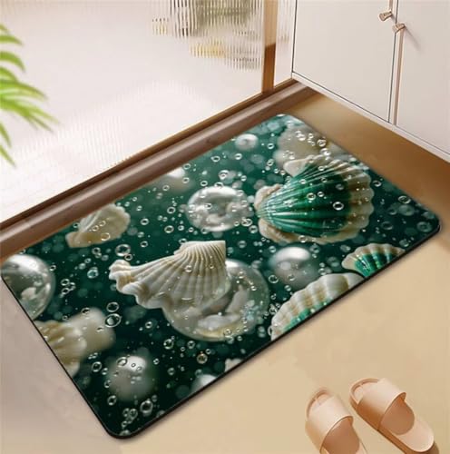 Badezimmerteppich Shell Badematte Rutschfester 60x100cm, Super Absorbierender Badteppich rutschfest Waschbar Duschvorleger Schnelltrocknend Badvorleger Badematte Dünne Stone Bath Mat Mats D4-690 Badezimmerteppich Shell Badematte Rutschfester 60x100cm, Super Absorbierender Badteppich rutschfest Waschbar Duschvorleger Schnelltrocknend Badvorleger Badematte Dünne Stone Bath Mat Mats D4-690 von Songtt