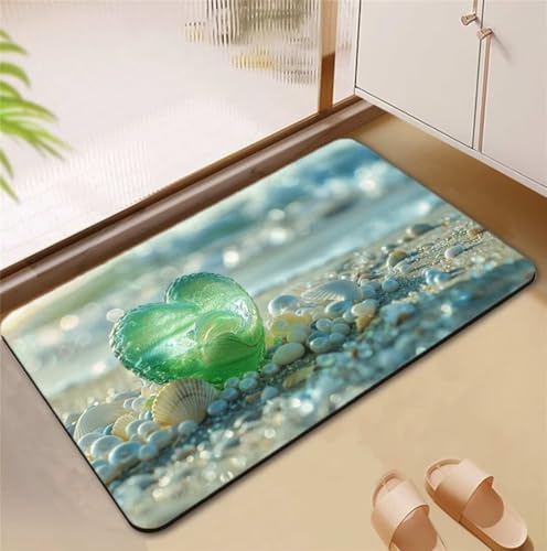 Badezimmerteppich Shell Badematte Rutschfester 60x100cm, Super Absorbierender Badteppich rutschfest Waschbar Duschvorleger Schnelltrocknend Badvorleger Badematte Dünne Stone Bath Mat Mats D4-692 Badezimmerteppich Shell Badematte Rutschfester 60x100cm, Super Absorbierender Badteppich rutschfest Waschbar Duschvorleger Schnelltrocknend Badvorleger Badematte Dünne Stone Bath Mat Mats D4-692 von Songtt