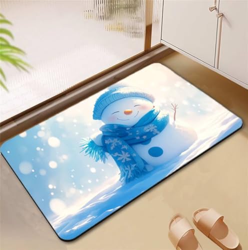 Badezimmerteppich Snowman Badematte Rutschfester 80x120cm, Super Absorbierender Badteppich rutschfest Waschbar Duschvorleger Schnelltrocknend Badvorleger Badematte Dünne Stone Bath Mat Mats D4-703 Badezimmerteppich Snowman Badematte Rutschfester 80x120cm, Super Absorbierender Badteppich rutschfest Waschbar Duschvorleger Schnelltrocknend Badvorleger Badematte Dünne Stone Bath Mat Mats D4-703 von Songtt