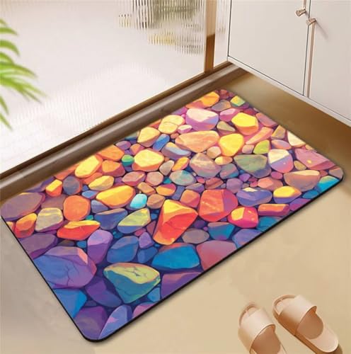 Badezimmerteppich Stone Badematte Rutschfester 60x100cm, Super Absorbierender Badteppich rutschfest Waschbar Duschvorleger Schnelltrocknend Badvorleger Badematte Dünne Stone Bath Mat Mats D4-728 von Songtt