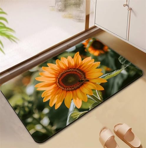 Badezimmerteppich Sunflower Badematte Rutschfester 50x80cm, Super Absorbierender Badteppich rutschfest Waschbar Duschvorleger Schnelltrocknend Badvorleger Badematte Dünne Stone Bath Mat Mats D4-766 Badezimmerteppich Sunflower Badematte Rutschfester 50x80cm, Super Absorbierender Badteppich rutschfest Waschbar Duschvorleger Schnelltrocknend Badvorleger Badematte Dünne Stone Bath Mat Mats D4-766 von Songtt