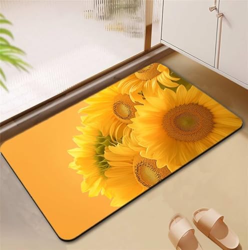 Badezimmerteppich Sunflower Badematte Rutschfester 50x80cm, Super Absorbierender Badteppich rutschfest Waschbar Duschvorleger Schnelltrocknend Badvorleger Badematte Dünne Stone Bath Mat Mats D4-767 Badezimmerteppich Sunflower Badematte Rutschfester 50x80cm, Super Absorbierender Badteppich rutschfest Waschbar Duschvorleger Schnelltrocknend Badvorleger Badematte Dünne Stone Bath Mat Mats D4-767 von Songtt