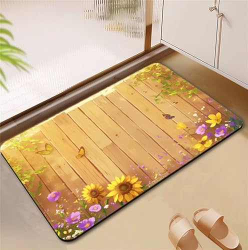 Badezimmerteppich Sunflower Badematte Rutschfester 50x80cm, Super Absorbierender Badteppich rutschfest Waschbar Duschvorleger Schnelltrocknend Badvorleger Badematte Dünne Stone Bath Mat Mats D4-776 Badezimmerteppich Sunflower Badematte Rutschfester 50x80cm, Super Absorbierender Badteppich rutschfest Waschbar Duschvorleger Schnelltrocknend Badvorleger Badematte Dünne Stone Bath Mat Mats D4-776 von Songtt