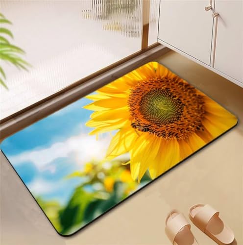 Badezimmerteppich Sunflower Badematte Rutschfester 90x120cm, Super Absorbierender Badteppich rutschfest Waschbar Duschvorleger Schnelltrocknend Badvorleger Badematte Dünne Stone Bath Mat Mats D4-765 Badezimmerteppich Sunflower Badematte Rutschfester 90x120cm, Super Absorbierender Badteppich rutschfest Waschbar Duschvorleger Schnelltrocknend Badvorleger Badematte Dünne Stone Bath Mat Mats D4-765 von Songtt