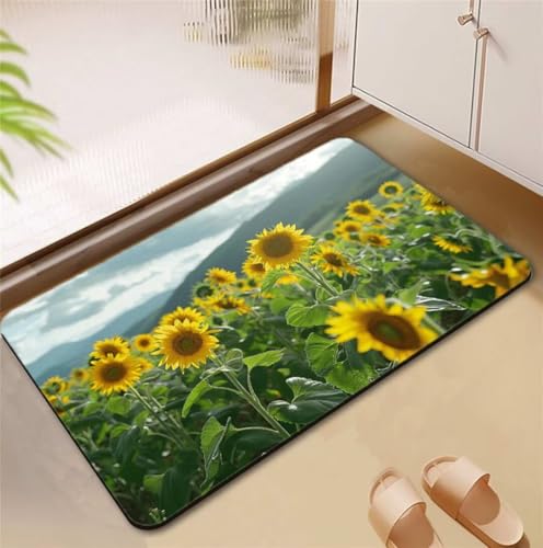 Badezimmerteppich Sunflower Badematte Rutschfester 90x120cm, Super Absorbierender Badteppich rutschfest Waschbar Duschvorleger Schnelltrocknend Badvorleger Badematte Dünne Stone Bath Mat Mats D4-772 Badezimmerteppich Sunflower Badematte Rutschfester 90x120cm, Super Absorbierender Badteppich rutschfest Waschbar Duschvorleger Schnelltrocknend Badvorleger Badematte Dünne Stone Bath Mat Mats D4-772 von Songtt