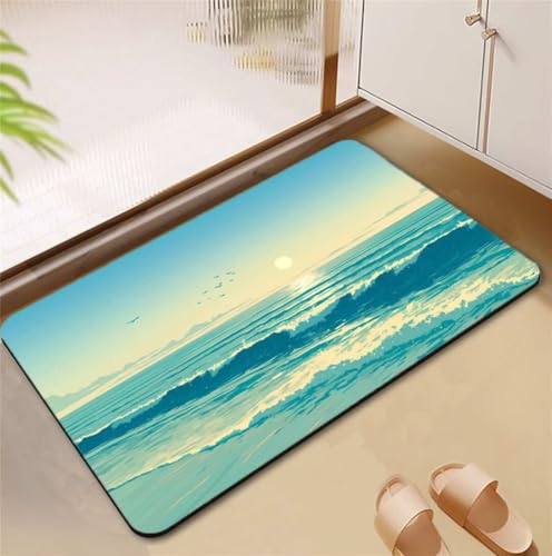 Badezimmerteppich Sunset Badematte Rutschfester 100x160cm, Super Absorbierender Badteppich rutschfest Waschbar Duschvorleger Schnelltrocknend Badvorleger Badematte Dünne Stone Bath Mat Mats D4-793 Badezimmerteppich Sunset Badematte Rutschfester 100x160cm, Super Absorbierender Badteppich rutschfest Waschbar Duschvorleger Schnelltrocknend Badvorleger Badematte Dünne Stone Bath Mat Mats D4-793 von Songtt