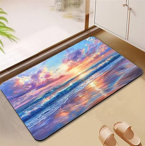 Badezimmerteppich Sunset Badematte Rutschfester 140x200cm, Super Absorbierender Badteppich rutschfest Waschbar Duschvorleger Schnelltrocknend Badvorleger Badematte Dünne Stone Bath Mat Mats D4-802 Badezimmerteppich Sunset Badematte Rutschfester 140x200cm, Super Absorbierender Badteppich rutschfest Waschbar Duschvorleger Schnelltrocknend Badvorleger Badematte Dünne Stone Bath Mat Mats D4-802 von Songtt