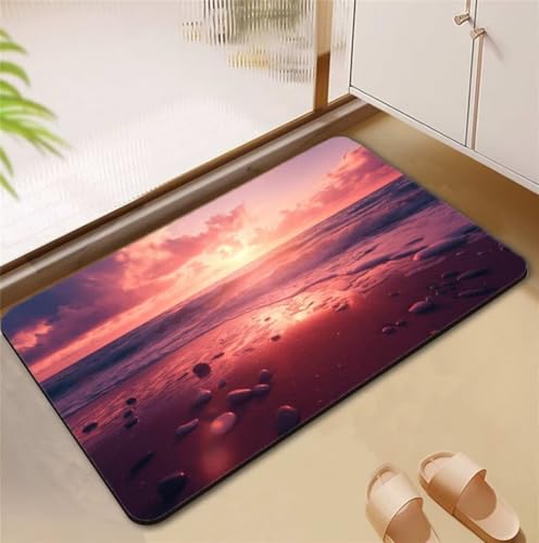 Badezimmerteppich Sunset Badematte Rutschfester 50x80cm, Super Absorbierender Badteppich rutschfest Waschbar Duschvorleger Schnelltrocknend Badvorleger Badematte Dünne Stone Bath Mat Mats D4-786 Badezimmerteppich Sunset Badematte Rutschfester 50x80cm, Super Absorbierender Badteppich rutschfest Waschbar Duschvorleger Schnelltrocknend Badvorleger Badematte Dünne Stone Bath Mat Mats D4-786 von Songtt