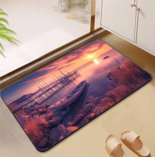 Badezimmerteppich Sunset Badematte Rutschfester 50x80cm, Super Absorbierender Badteppich rutschfest Waschbar Duschvorleger Schnelltrocknend Badvorleger Badematte Dünne Stone Bath Mat Mats D4-791 Badezimmerteppich Sunset Badematte Rutschfester 50x80cm, Super Absorbierender Badteppich rutschfest Waschbar Duschvorleger Schnelltrocknend Badvorleger Badematte Dünne Stone Bath Mat Mats D4-791 von Songtt