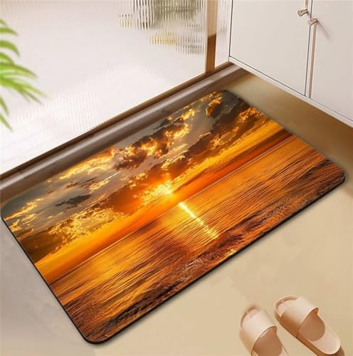 Badezimmerteppich Sunset Badematte Rutschfester 50x80cm, Super Absorbierender Badteppich rutschfest Waschbar Duschvorleger Schnelltrocknend Badvorleger Badematte Dünne Stone Bath Mat Mats D4-799 Badezimmerteppich Sunset Badematte Rutschfester 50x80cm, Super Absorbierender Badteppich rutschfest Waschbar Duschvorleger Schnelltrocknend Badvorleger Badematte Dünne Stone Bath Mat Mats D4-799 von Songtt