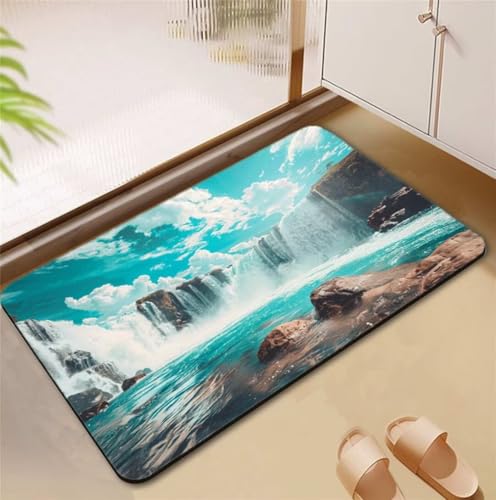 Badezimmerteppich Water Badematte Rutschfester 50x80cm, Super Absorbierender Badteppich rutschfest Waschbar Duschvorleger Schnelltrocknend Badvorleger Badematte Dünne Stone Bath Mat Mats D4-828 Badezimmerteppich Water Badematte Rutschfester 50x80cm, Super Absorbierender Badteppich rutschfest Waschbar Duschvorleger Schnelltrocknend Badvorleger Badematte Dünne Stone Bath Mat Mats D4-828 von Songtt