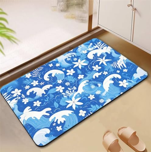 Badezimmerteppich Waves Badematte Rutschfester 50x80cm, Super Absorbierender Badteppich rutschfest Waschbar Duschvorleger Schnelltrocknend Badvorleger Badematte Dünne Stone Bath Mat Mats D4-839 Badezimmerteppich Waves Badematte Rutschfester 50x80cm, Super Absorbierender Badteppich rutschfest Waschbar Duschvorleger Schnelltrocknend Badvorleger Badematte Dünne Stone Bath Mat Mats D4-839 von Songtt