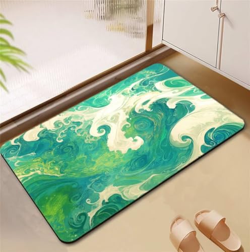 Badezimmerteppich Waves Badematte Rutschfester 60x100cm, Super Absorbierender Badteppich rutschfest Waschbar Duschvorleger Schnelltrocknend Badvorleger Badematte Dünne Stone Bath Mat Mats D4-840 Badezimmerteppich Waves Badematte Rutschfester 60x100cm, Super Absorbierender Badteppich rutschfest Waschbar Duschvorleger Schnelltrocknend Badvorleger Badematte Dünne Stone Bath Mat Mats D4-840 von Songtt