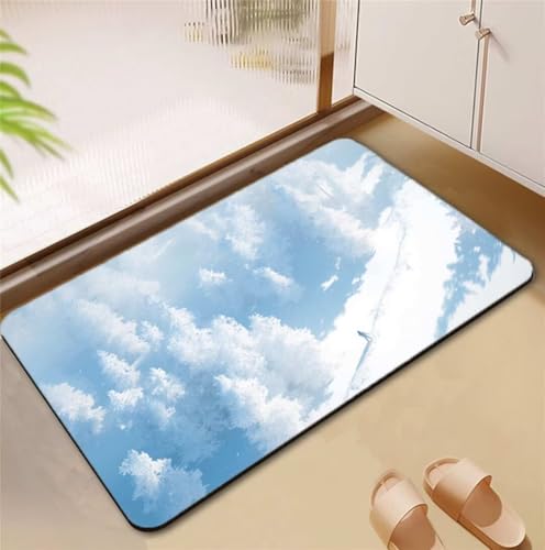 Badezimmerteppich White Badematte Rutschfester 60x100cm, Super Absorbierender Badteppich rutschfest Waschbar Duschvorleger Schnelltrocknend Badvorleger Badematte Dünne Stone Bath Mat Mats D4-852 Badezimmerteppich White Badematte Rutschfester 60x100cm, Super Absorbierender Badteppich rutschfest Waschbar Duschvorleger Schnelltrocknend Badvorleger Badematte Dünne Stone Bath Mat Mats D4-852 von Songtt