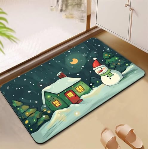 Badezimmerteppich Winter Badematte Rutschfester 140x200cm, Super Absorbierender Badteppich rutschfest Waschbar Duschvorleger Schnelltrocknend Badvorleger Badematte Dünne Stone Bath Mat Mats D4-886 Badezimmerteppich Winter Badematte Rutschfester 140x200cm, Super Absorbierender Badteppich rutschfest Waschbar Duschvorleger Schnelltrocknend Badvorleger Badematte Dünne Stone Bath Mat Mats D4-886 von Songtt