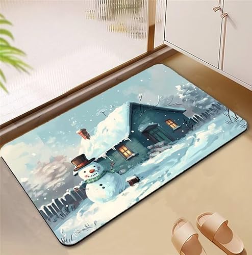 Badezimmerteppich Winter Badematte Rutschfester 50x80cm, Super Absorbierender Badteppich rutschfest Waschbar Duschvorleger Schnelltrocknend Badvorleger Badematte Dünne Stone Bath Mat Mats D4-882 Badezimmerteppich Winter Badematte Rutschfester 50x80cm, Super Absorbierender Badteppich rutschfest Waschbar Duschvorleger Schnelltrocknend Badvorleger Badematte Dünne Stone Bath Mat Mats D4-882 von Songtt