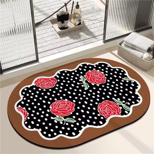 Blume Badezimmerteppich Badematte rutschfest, Bathroom Mat Mats, Diatomite Stone Bath Mat, Badezimmer Teppiche, Duschvorleger Schnelltrocknend, FußMatte Badezimmer Duschmatte Stein 120x180cm von Songtt