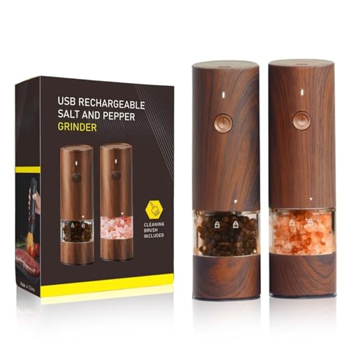 Elektrische Salz- und Pfeffermühle Set Holz - Wiederaufladbare Automatische Mühle Mit LED-Licht, Einstellbare Grobheit, Nachfüllbare Gewürzmühle Elektrische Salz- und Pfeffermühle Set Holz - Wiederaufladbare Automatische Mühle Mit LED-Licht, Einstellbare Grobheit, Nachfüllbare Gewürzmühle von Sonhomay