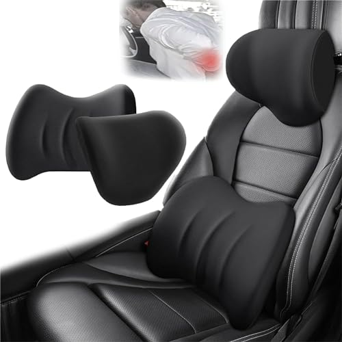 Lendenwirbelstützkissen und Auto-Kopfstütze Nackenkissen Set Memory Foam Auto Kopfstütze Kissen Autos Sitz Kopf Lendenkissen für Nacken Rücken Schmerzlinderung Bürostuhl LKW Rollstuhl von Sonhomay