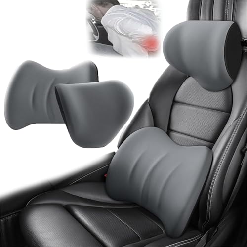 Lendenwirbelstützkissen und Auto-Kopfstütze Nackenkissen Set Memory Foam Auto Kopfstütze Kissen Autos Sitz Kopf Lendenkissen für Nacken Rücken Schmerzlinderung Bürostuhl LKW Rollstuhl von Sonhomay
