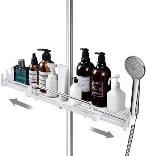 Sonhomay Teleskop-Duschregal, ohne Bohren, für Seife, Shampoo, hängendes Badezimmer, Duschregal, passend für 18–26 mm Duschstange Sonhomay Teleskop-Duschregal, ohne Bohren, für Seife, Shampoo, hängendes Badezimmer, Duschregal, passend für 18–26 mm Duschstange von Sonhomay