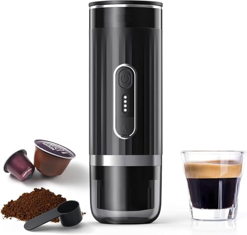 Sonhomay Tragbare Espressokocher Elektrische Kaffeemaschine Selbstheizend 15 Bar Mini Kaffeemaschine für NS Kapsel gemahlenen Kaffee Zuhause Camping Reisen Wandern Büro RV Outdoor von Sonhomay