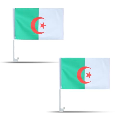 2er SET "Auto Flagge" Fahne WM Länder Fußball Fan Farbe: Algerien von Sonia Originelli