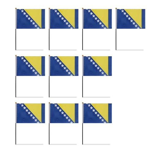 Sonia Originelli 10er Set Tischfahnen Handflaggen Mini Fähnchen Fussball Fan Anfeuern Farbe Bosnien von Sonia Originelli