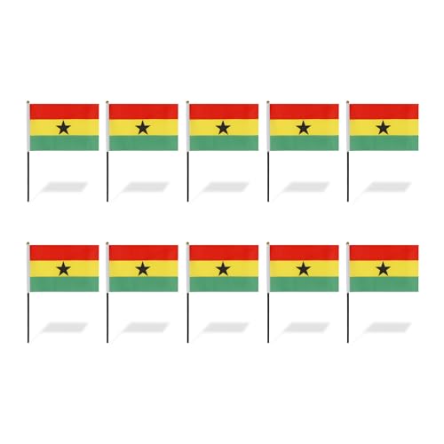 Sonia Originelli 10er Set Tischfahnen Handflaggen Mini Fähnchen Fussball Fan Anfeuern Farbe Ghana von Sonia Originelli