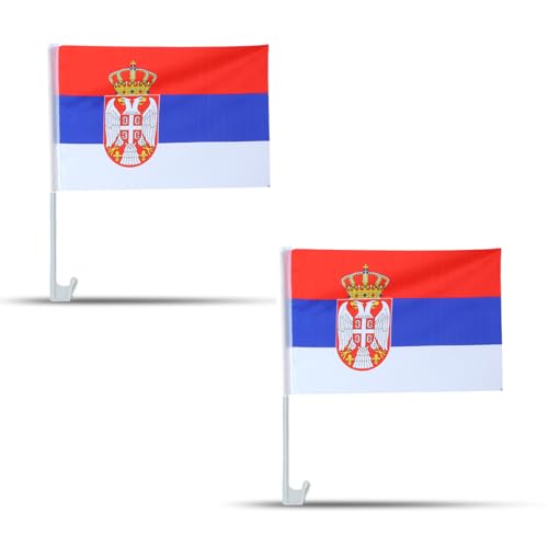 2er SET "Auto Flagge" Fahne WM Länder Fußball Fan Farbe: Serbien von Sonia Originelli