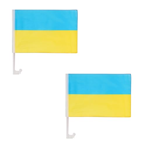2er SET "Auto Flagge" Fahne WM Länder Fußball Fan Farbe: Ukraine von Sonia Originelli