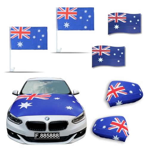 Sonia Originelli Auto-Fan-Paket EM Australien Australia Fußball Flaggen Außenspiegel 3D Magnet Motorhaubenüberzug Größe Fan-Set-10-XXL von Sonia Originelli