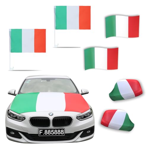 Sonia Originelli Auto-Fan-Paket EM Italien Italy Italia Fußball Flaggen Außenspiegel 3D Magnet Motorhaubenüberzug Größe Fan-Set-10-XXL von Sonia Originelli