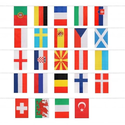 Sonia Originelli Fahnen Girlande Flaggenkette Länder Nationen Partygirlande Fanartikel EM WM Geburtstag Farbe: EM21-Gross von Sonia Originelli