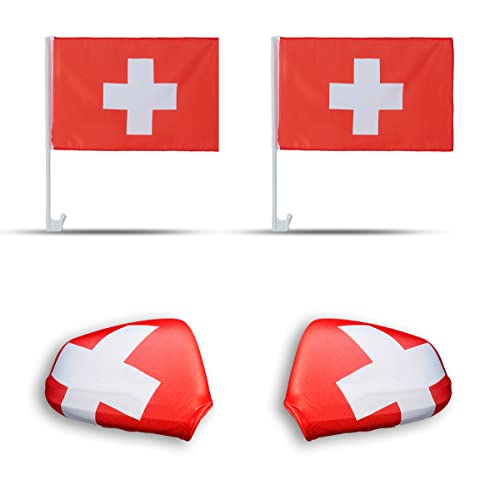 Sonia Originelli Fanset Fanartikel Fahnen für das Auto Spiegelfahnen Fensterfahnen WM EM, Farbe: Schweiz Sonia Originelli Fanset Fanartikel Fahnen für das Auto Spiegelfahnen Fensterfahnen WM EM, Farbe: Schweiz von Sonia Originelli