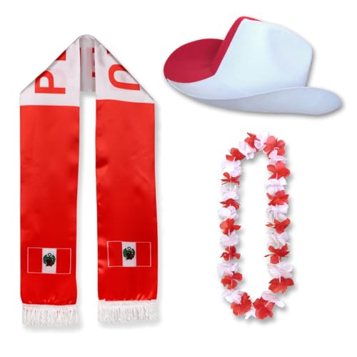 Sonia Originelli Fanset Fanartikel Fanhut Blumenkette Fanschal WM EM Farbe: Peru von Sonia Originelli