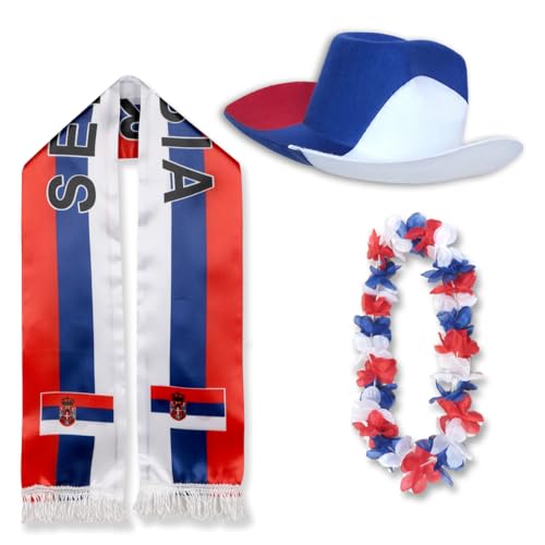 Sonia Originelli Fanset Fanartikel Fanhut Blumenkette Fanschal WM EM Farbe: Serbien von Sonia Originelli