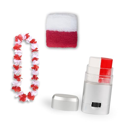 Sonia Originelli Fanset Fanartikel Fanschminke Schminkstift Schweißband Blumenkette in Länderfarben EM WM Fussball, Farbe: Georgien Sonia Originelli Fanset Fanartikel Fanschminke Schminkstift Schweißband Blumenkette in Länderfarben EM WM Fussball, Farbe: Georgien von Sonia Originelli