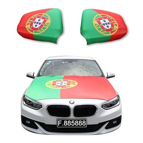 Sonia Originelli Fanset Fanartikel für das Auto Motorhaubenfahne Außenspiegelflaggen Fahne Flagge, Farbe: Portugal von Sonia Originelli